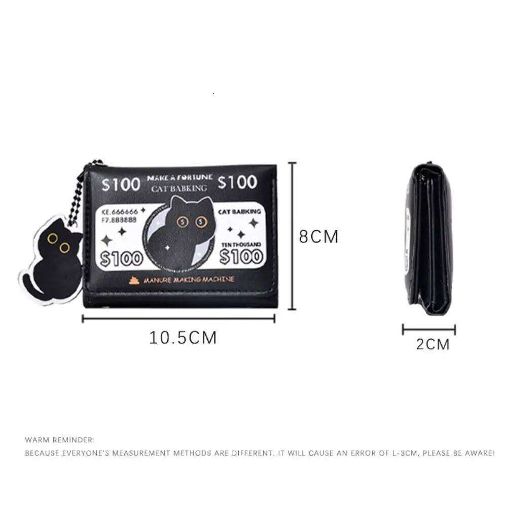 Festive Fortune Folding Wallet with Baking Design Three-Fold Large Capacity Cat Pattern Coin Purse Z260205