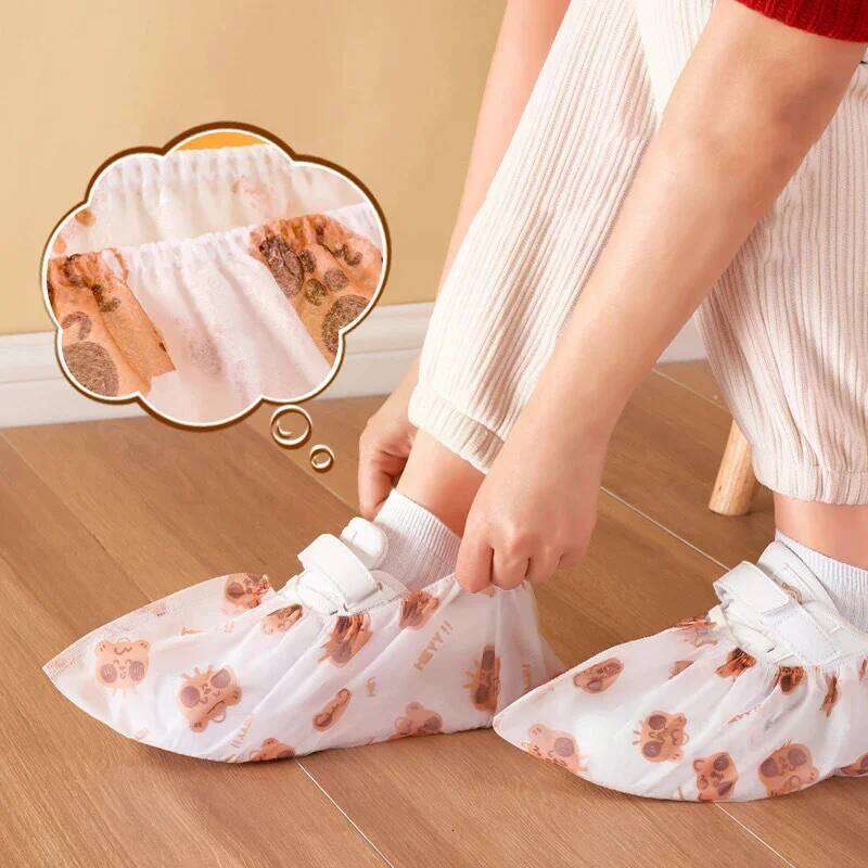 50/100pcs Cartoon Printed Non-Woven Thickened Disposable Indoor Dustproof Anti-Slip Guest No-Remove Shoe Foot Covers S260204 3d3