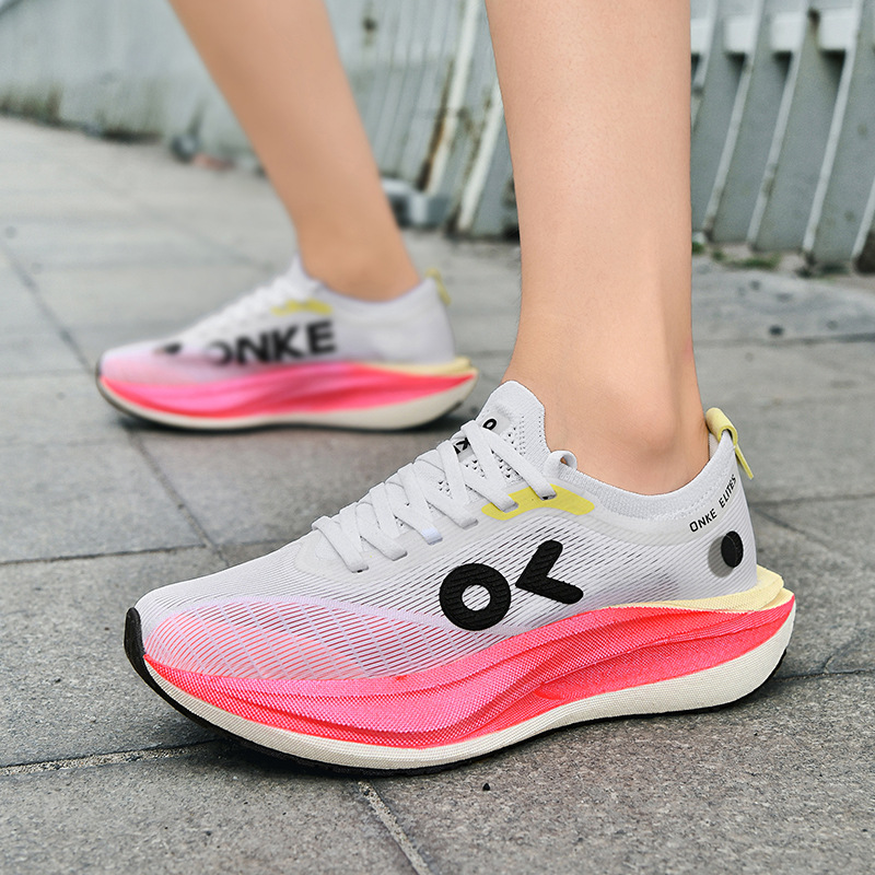 New design ONKE summer new model breathable carbon plate running shoes with anti-slip and wear-resistant cushioning feature for sports. Free shipping