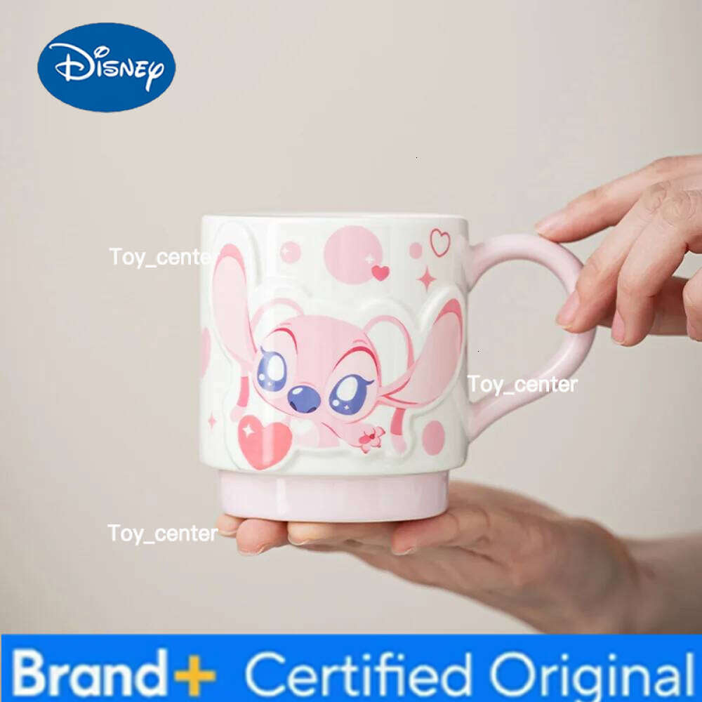 Disney Cute Stitch Ceramic Mugs Couple Sets Household Water Cups with Handgrip 300ML Casual Coffee Cup 2Pcs Porcelain Drinkware Gifts H260205
