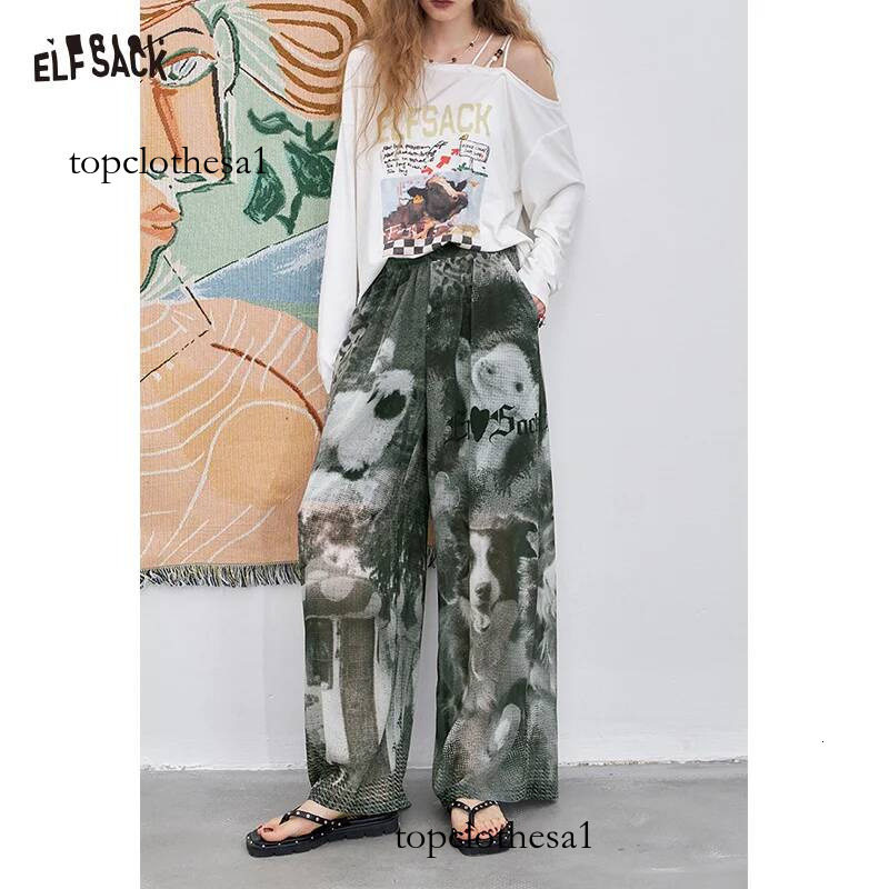 ELFSACK 2025 Summer New Arrivals Pink Cargo Casual Straight Wide Leg Pants For Women