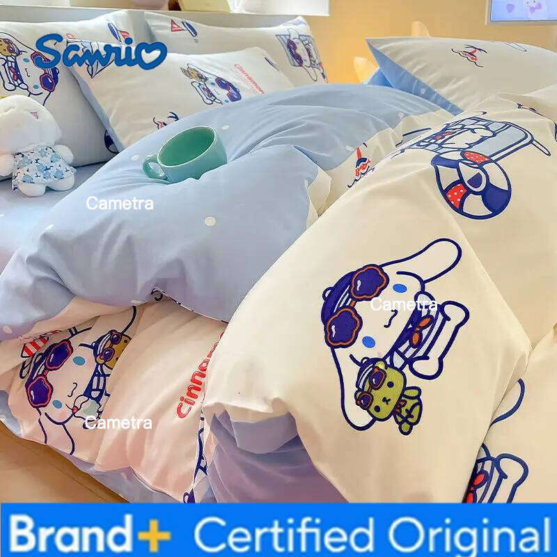 Sanrio Bed Sheet Four-piece Cartoon 100% Cotton Quilt Cover Pillowcase 3-piece Set H260205111