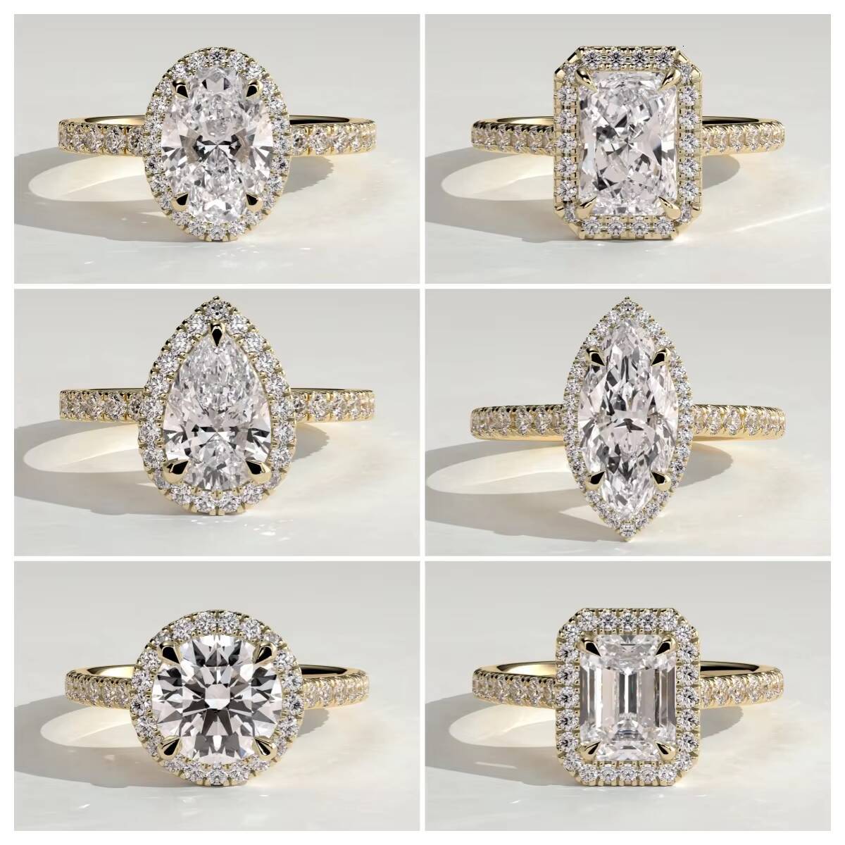 Classic IGI Certificate CVD HPHT 1CT 2CT 3CT Pear Cut Lab Grown Diamond Ring Custom Wedding Ring Fine Halo Ring for Party - view 3