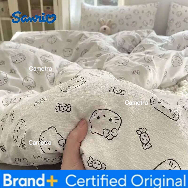 Sanrio New Anime H-Hello Kitty Bedding Cute Pink Bow Cat Duvet Cover Set For Kid Girl Bed Decor Full Twin Single Size Gifts H260205