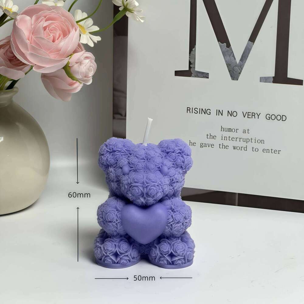 Cute bear low-temperature scented candle, skin-friendly, couple handcrafted anti-scald, romantic scene props that can be torn of S260204 663