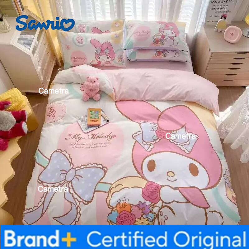Sanrio Kuromi Children's Quilt Cover Bedding Cotton Cartoon Sheet Four-piece Set H2602051