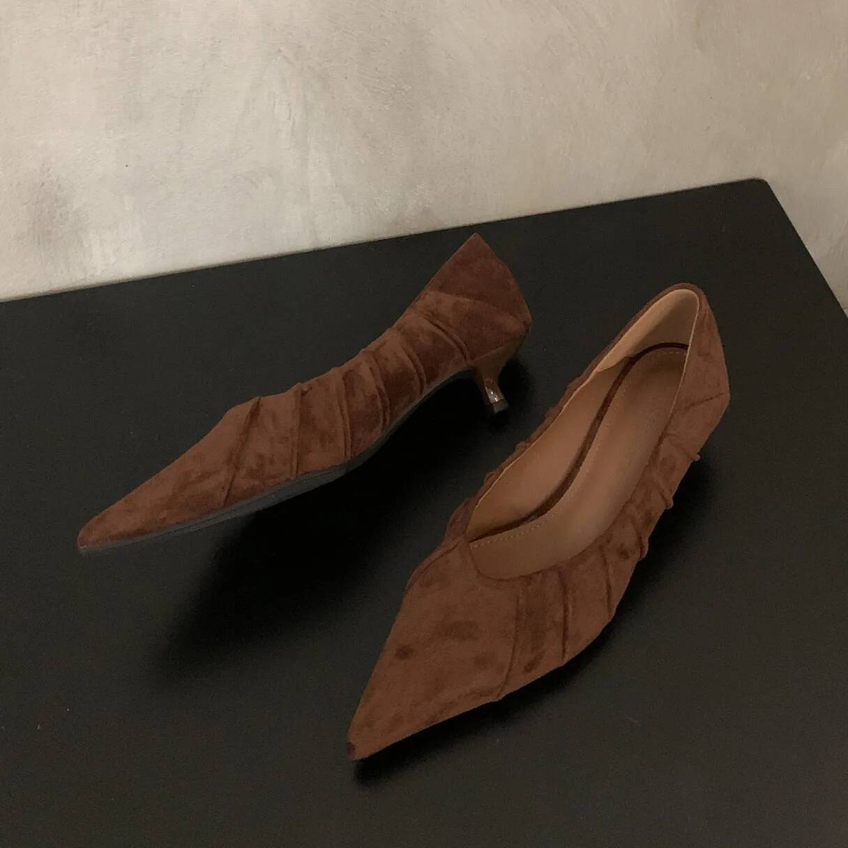 Bailamos Spring New Brand Women Fashion Gold Pointed Toe Shallow Slip On Slingback Shoes Thin Low Heel Dress Pumps ddmypanda