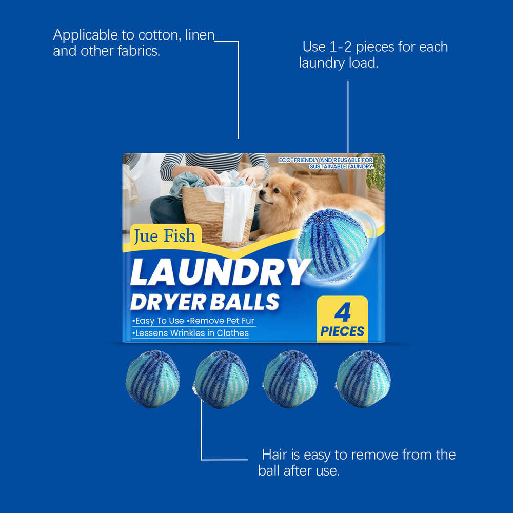 Jue Fish Laundry Pet Removal Animal Hair Clothes Household Convenient Portable Cleaning Ball S260203