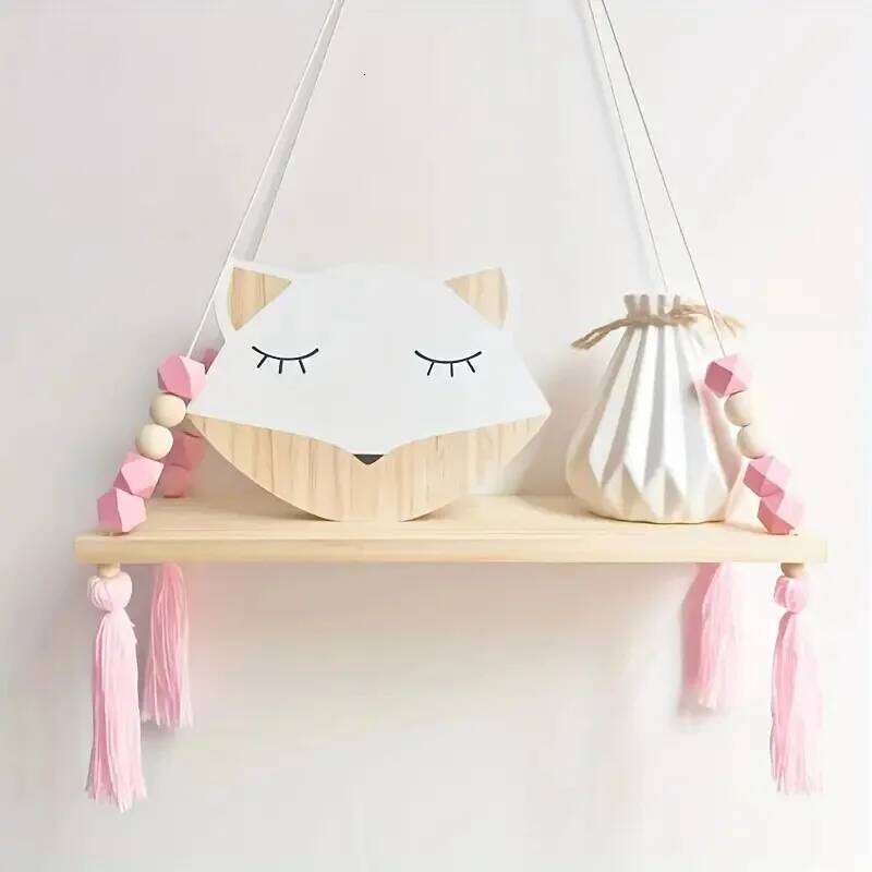 Macrame Hanging Shelf for Girls Kids Nursery Decorations Boho Pink Wooden Display Floating Shelves Wall Decor Bedroom S260204