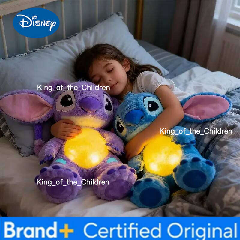 Disney Lilo&Stitch Plush Doll Breathing Kawai Soothing Toy Baby Music Light Pink Stitch Children Christmas Surprise Gift H260205