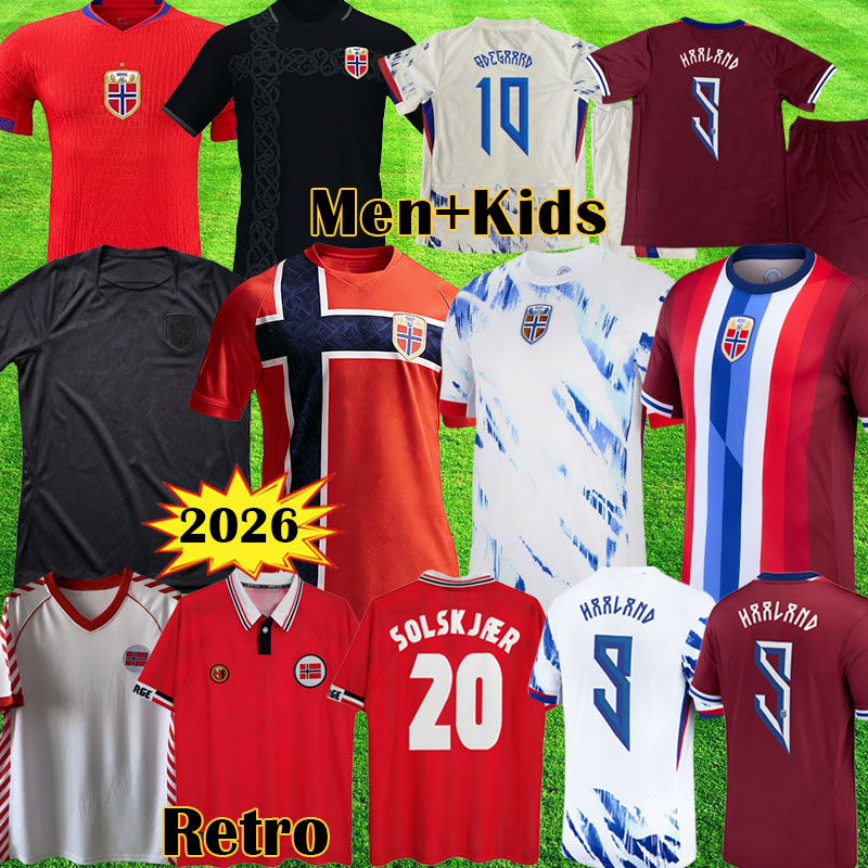 Norway 2026 World Cup Soccer Jersey Haaland Odegaard STRAND LARSEN sorloth BERG AJER NUSA 24 25 SOLSKJAER 1998 2000 Vintage Norway football shirt Retro 1984 Kids Tops