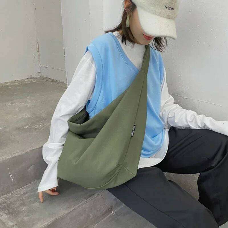 2024 New Canvas Totes Bags Casual Wild Ladies Handbags Solid Color Shoulder Women Simple Female Messenger Bag Purses Y260204