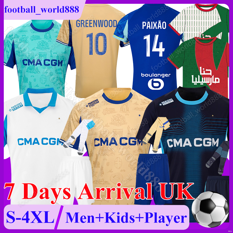 4XL Maillot OM AFCON 25 26 Soccer Jerseys Marseille GREENWOOD PAIXAO 2025 football jersey GOUIRI T. WEAH football shirt TRAORE AGUERD RULLI Men Kids Kits Socks Set