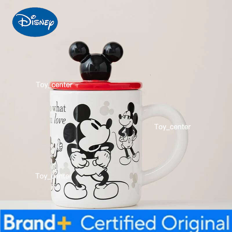 Disney Cartoon Ceramic Mugs 400ml wit & Handle Creative 3D Mickey Head Lid Homehold Drinkware Coffee Milk Mug Cups H260205