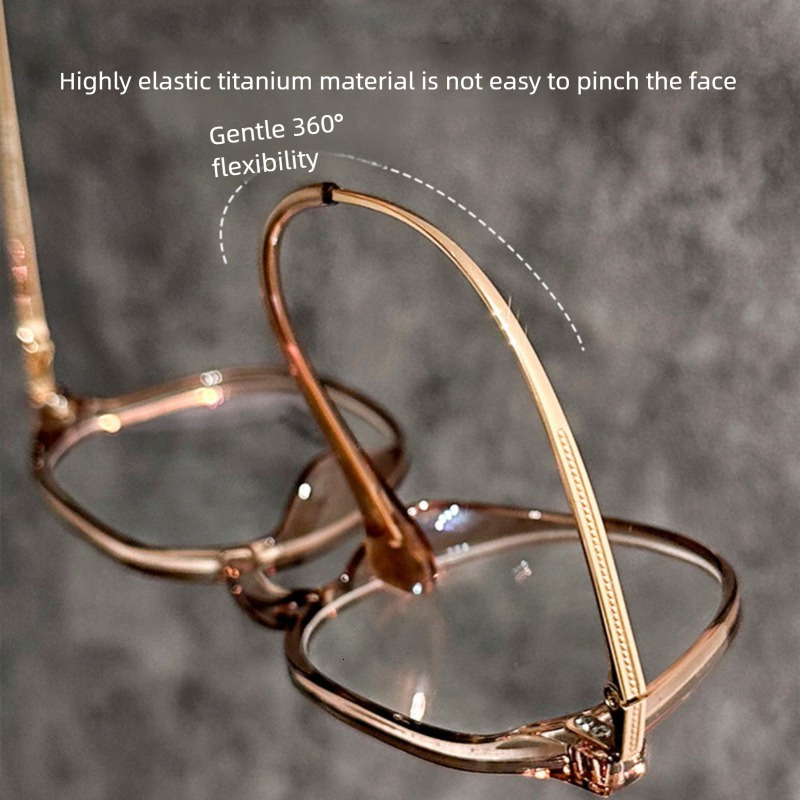 Ultra light pure titanium large frame glasses for myopic women, with professional prescription and anti blue light natural eye frame for women Only ey