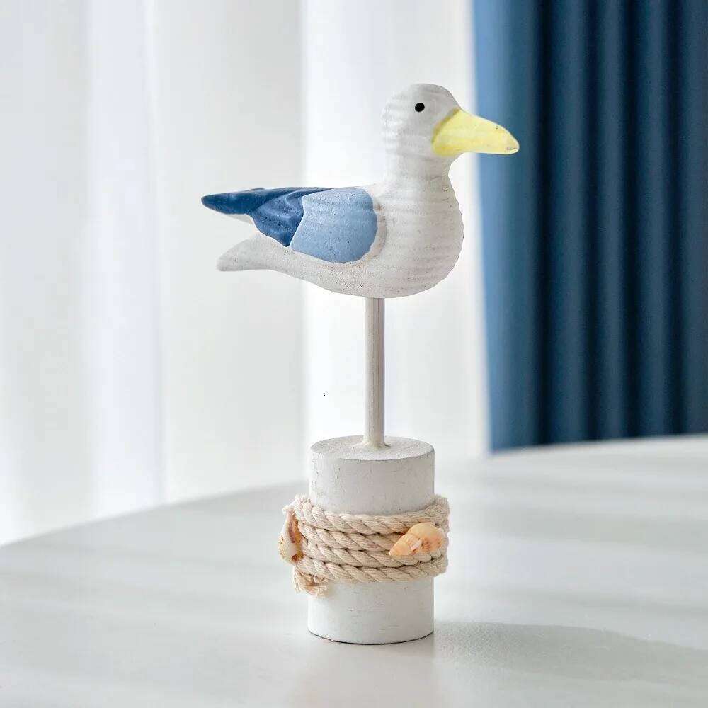 Mediterranean Style Tree Stump Seabird Ornament Home TV Cabinet Desktop Children's Room Beautification Decoration Creative Gift S260204