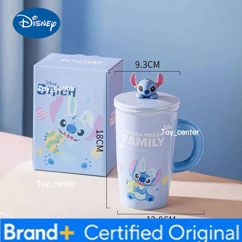 Disney Stitch Ceramic Mug with Lid Cartoon Winnie Large Capacity Water Mugs Cute Creative Design Lotso Character 500ml Cup Drinkware H260205