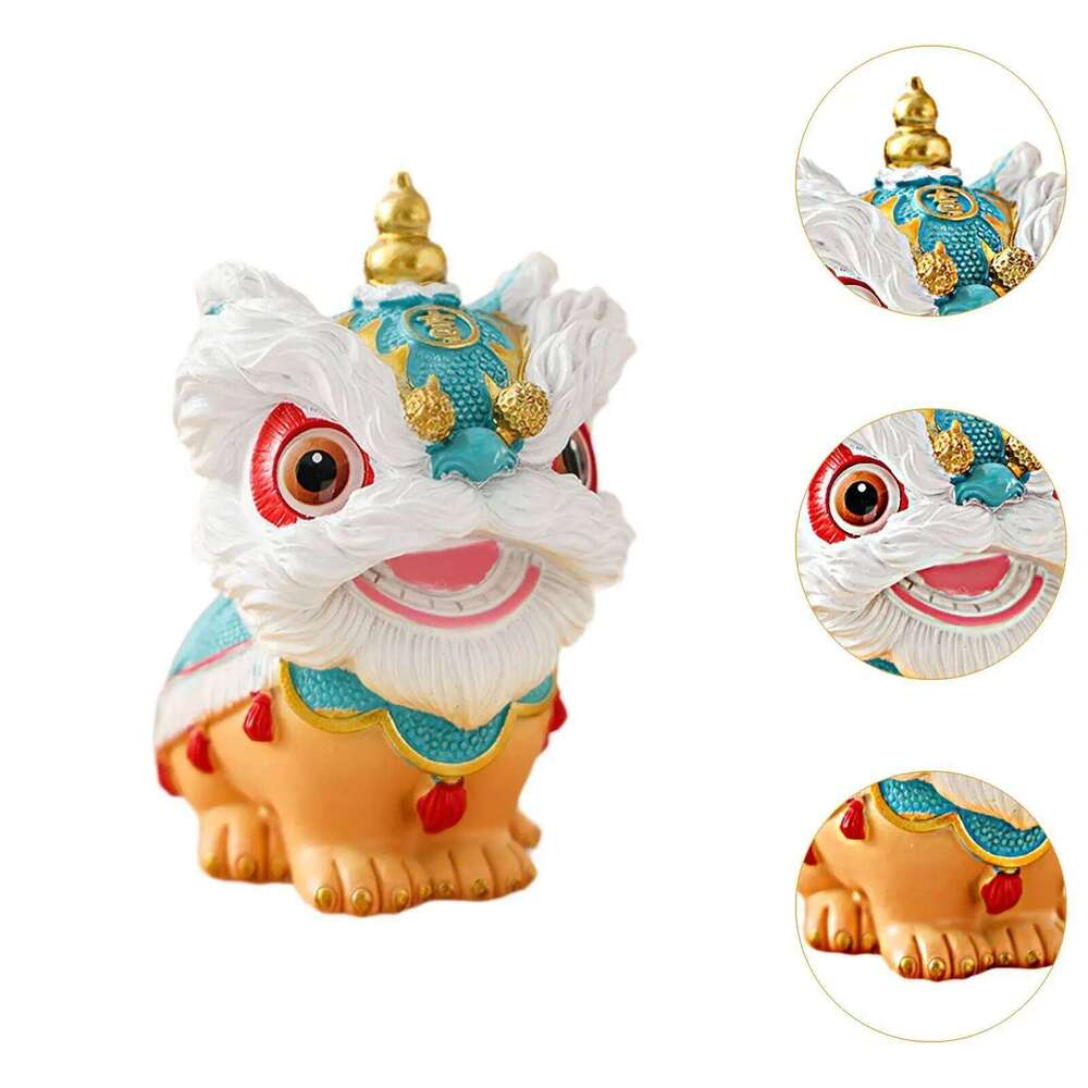 Premium Chinese Dance Statue Creative Resin Lion Craft Figurine for Home Cabinet Living Room Bedroom New Year Decoration