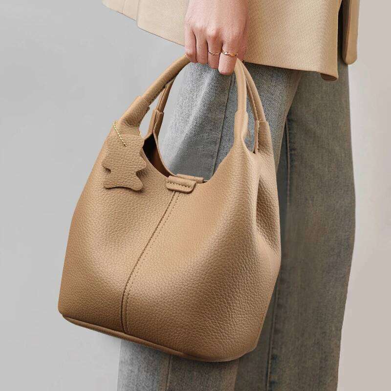 High-end and versatile handbag, soft leather bucket women's single-shoulder bag, fashionable crossbody bag Y260204