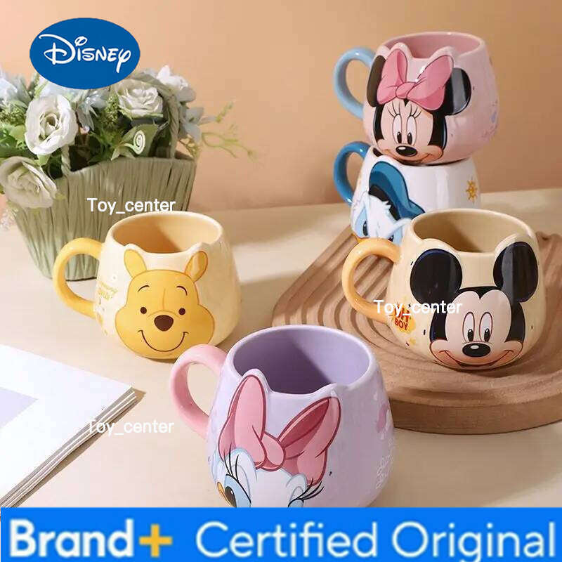 Disney Hot Mickey Mouse Minnie Coffee Cute Cartoon Donald Milk Creative Mugs Handle Kids Water Cup With Handgrip 450ml H260205
