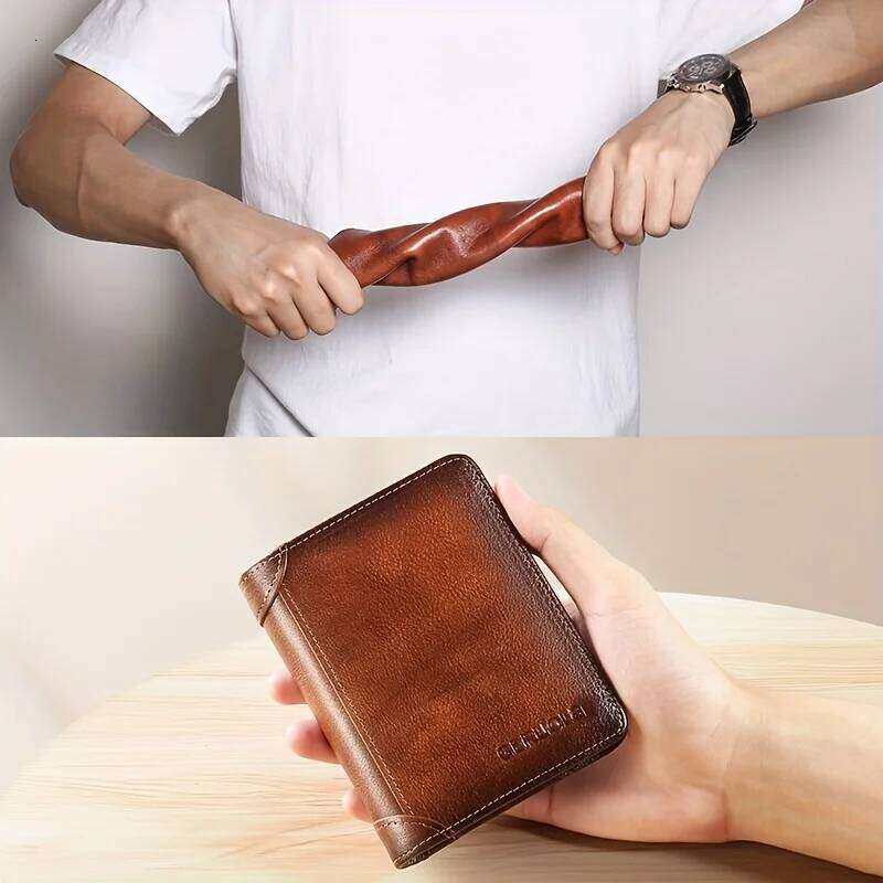 GERUOLA Slim RFID Shielded Genuine Leather Wallet for Men-Multifunctional ID & Holder Dark Brown with Embellishments Z260205