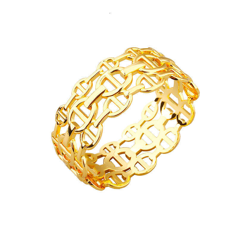 European American Trendy New Three-Layer Hollow Pig Nose Bracelet Ring for Men and Women Elegant Jewelry