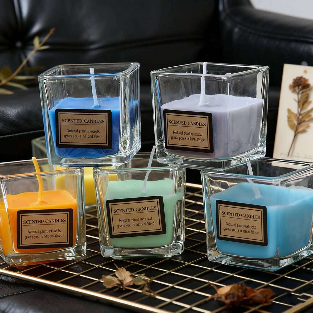 Qixi Festival Gift: Elegant Square Aroma Birthday Valentine's Romantic Present, Home Decor Scented Candle, Modern Soya H260205