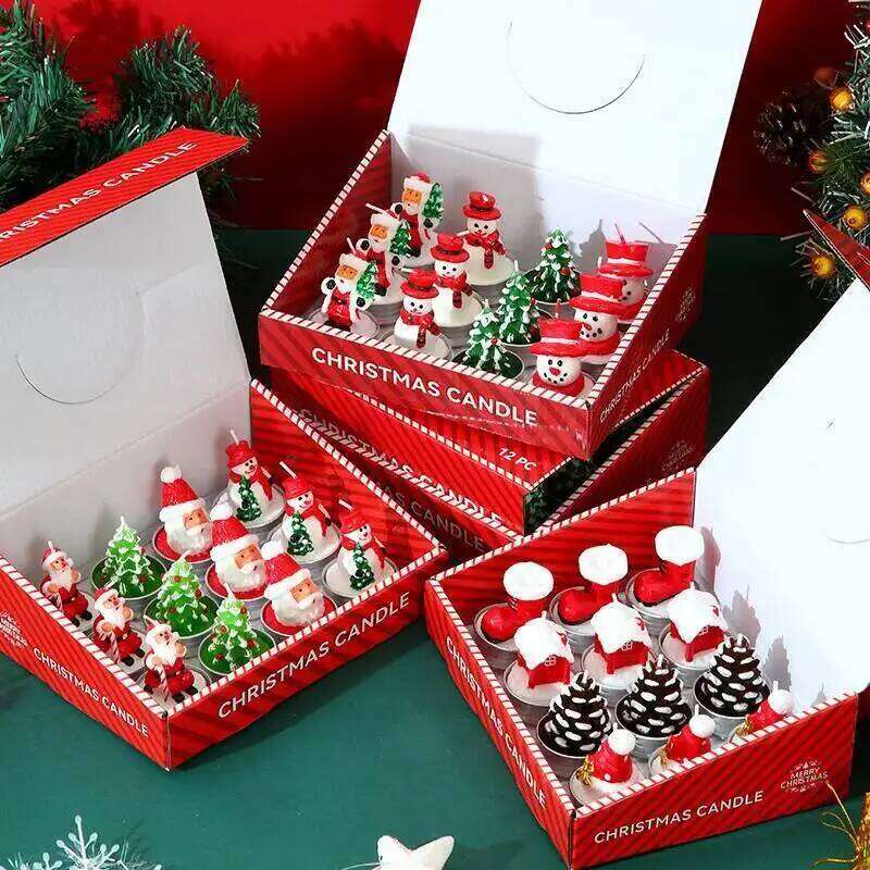 12PCS Decoration Supplies Smokeless Birthday Candles Atmosphere Christmas Candle Making Scents Oil Paraffinic S260204