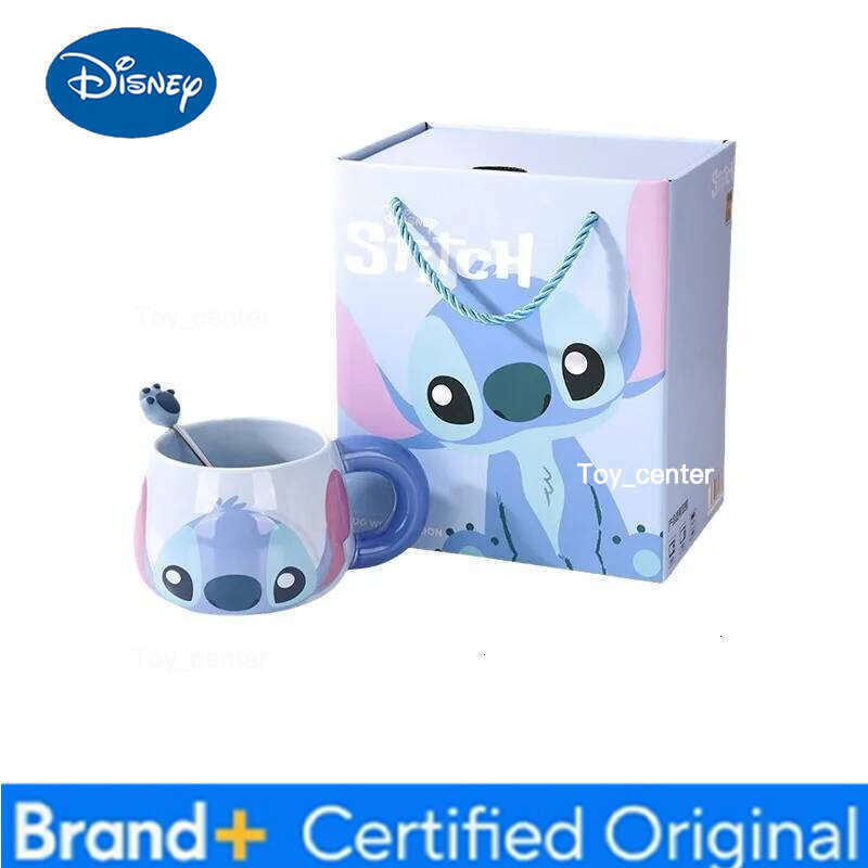 Disney 500ml Stitch Ceramic Coffee Mug With Handle Microwave Safe Large Cup Gift Box Birthday Present For Women Men Fans Collect H260205