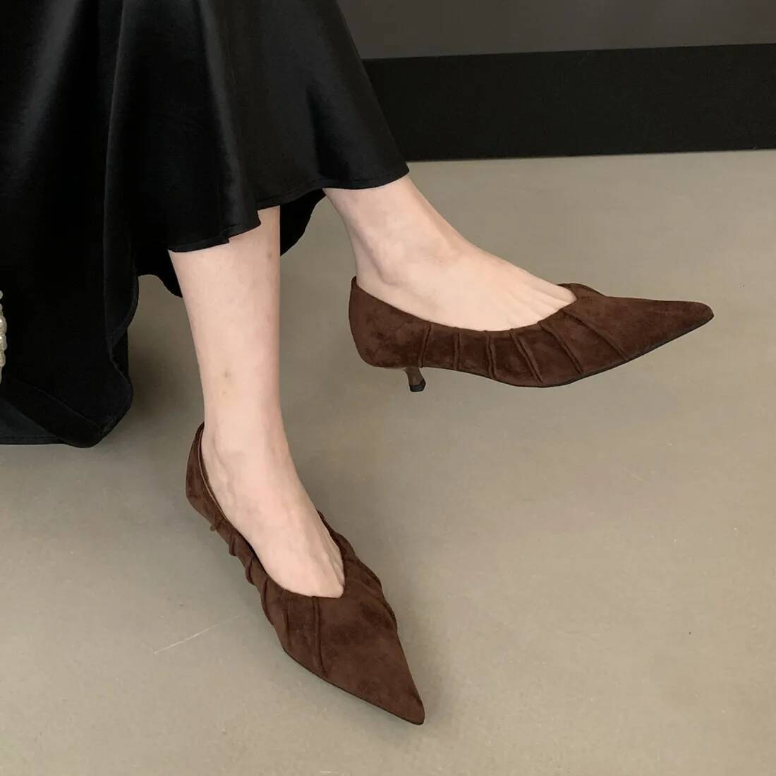 Bailamos Spring New Brand Women Fashion Gold Pointed Toe Shallow Slip On Slingback Shoes Thin Low Heel Dress Pumps ddmypanda