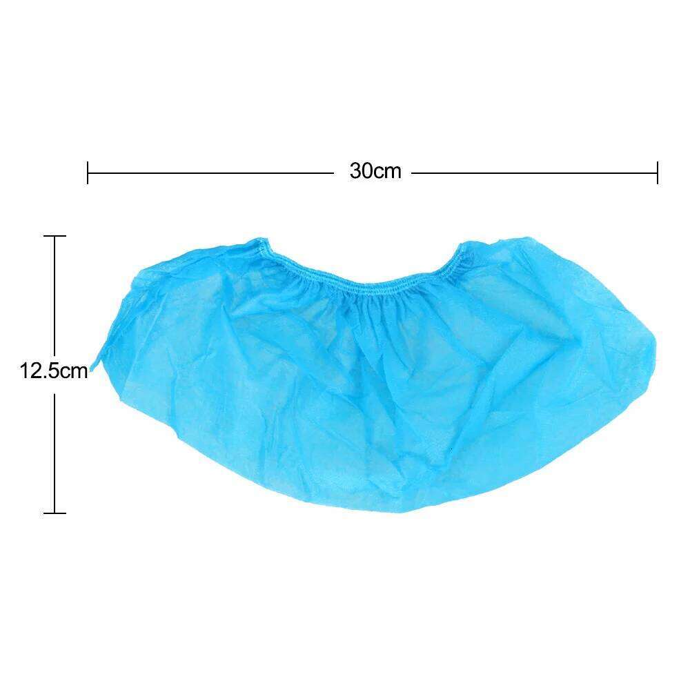 Non-Woven Fabric Overshoes Anti-Slip Breathable Dustproof 100PCS Disposable Shoe Covers Elastic Band S260204
