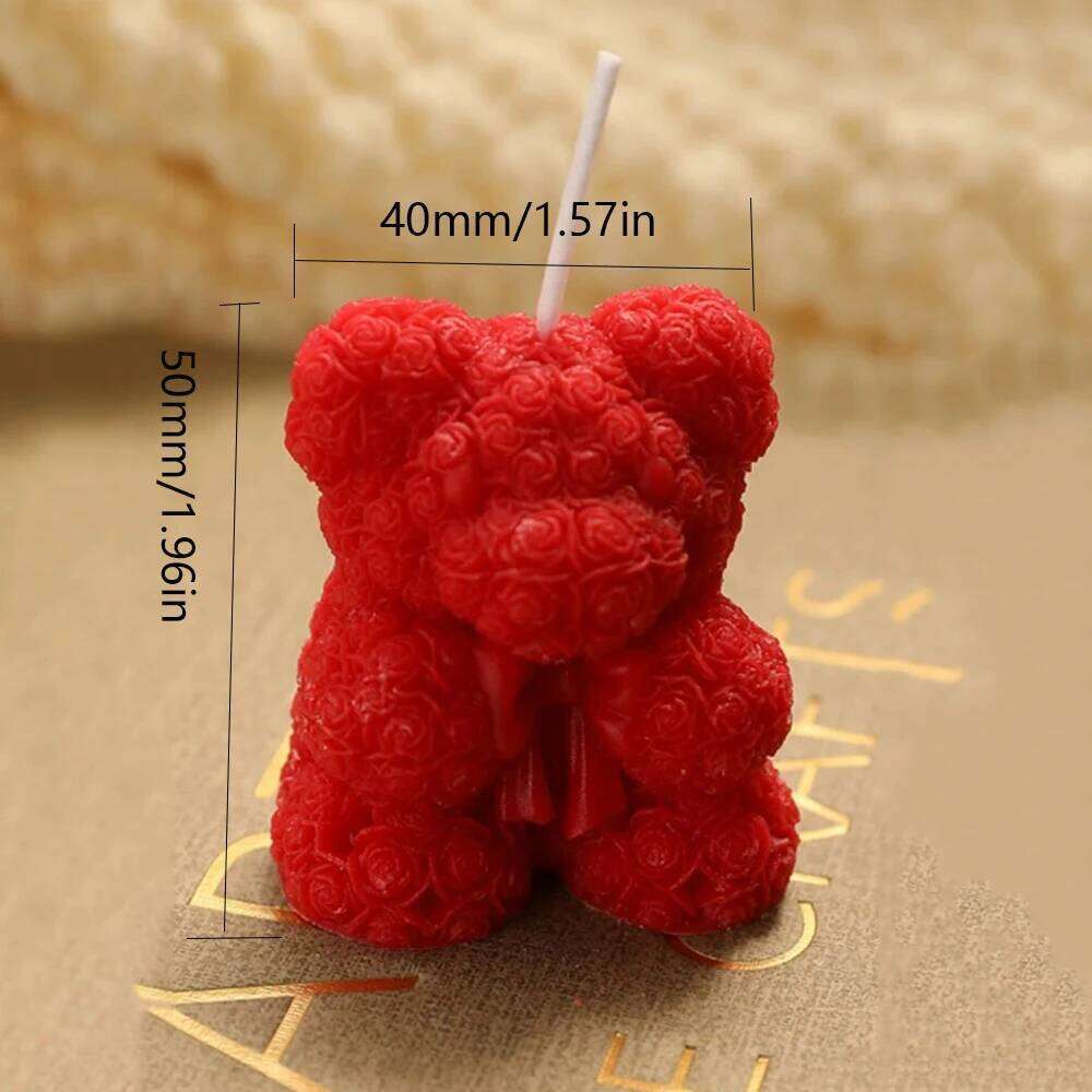 Beautiful High-End Handmade Diy Rose Bear Aromatherapy Candle Creative Valentine'S Day Home Decoration Birthday Gift S260204