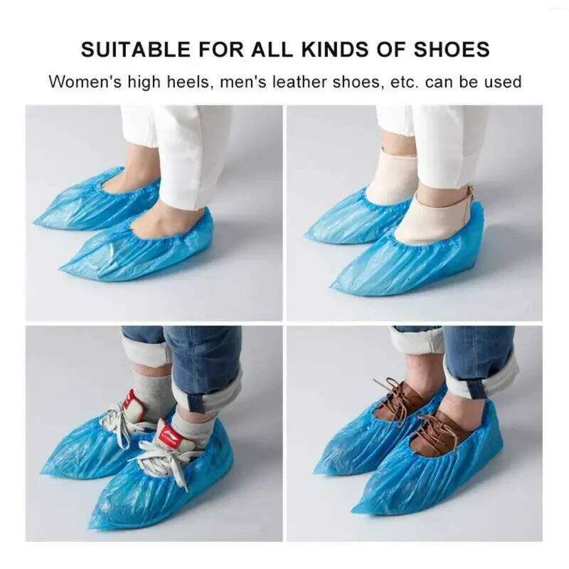 disposable waterproof plastic non-slip foot indoor PE padded shoe cover 100PCS S260204