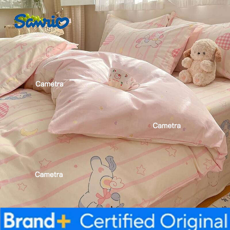 Sanrio 100% Cotton Cute Cartoon Bedding 1 Duvet Cover 2 Pillow Shams Breathable Bed Set Single/Double/King/240x220 H260205