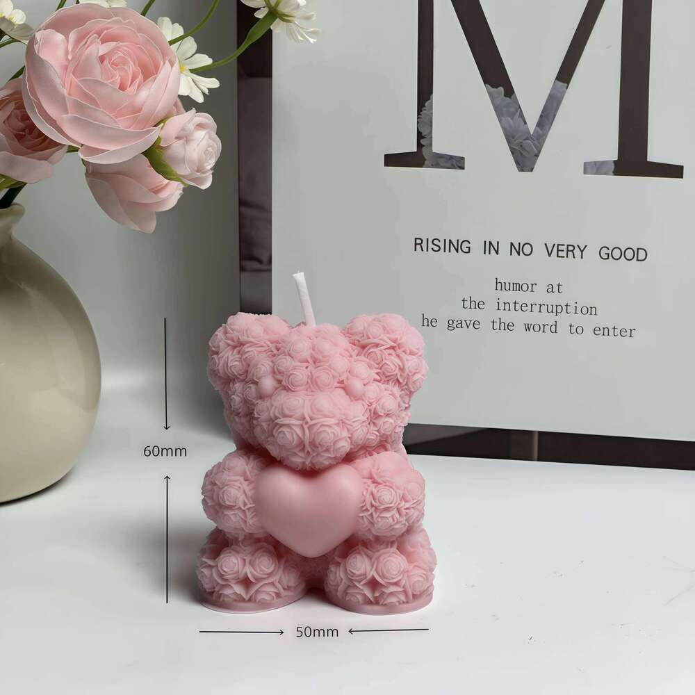 Cute bear low-temperature scented candle, skin-friendly, couple handcrafted anti-scald, romantic scene props that can be torn of S260204 663