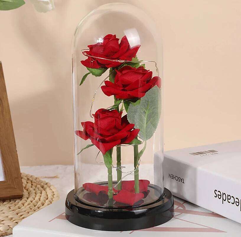 LED Artificial Flower Eternal Ornaments Valentines Day Simulation Rose Flowers Wedding Party Decor Christmas Gifts S260204