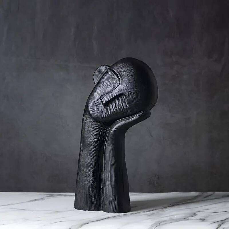 Nordic Abstract Contemplation Thinker Portrait Sculpture Decorative Art High-End Light Luxury Home Soft Decoration S260204