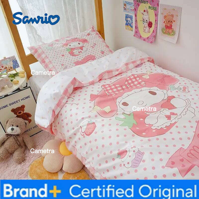 Sanrio Seires Melody Sheets Quilt Cover Pillowcase Bed Three-piece Set Cute Cartoon H260205