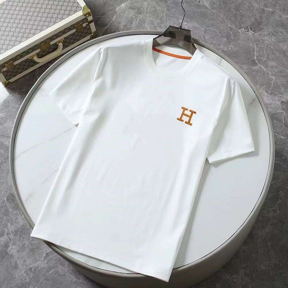 European And American Summer New Embroidered LOGO Round Neck T-Shirt Men's Fashion Casual Versatile Slim Fit Comfortable Short Sleeve