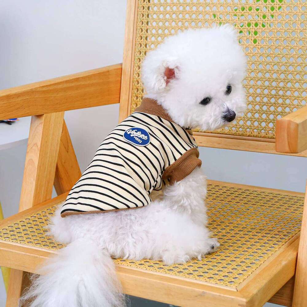 Vintage Small Vest Pet Clothes Dog Cat Anti-hair Loss Summer Sleeveless Coffee Striped Jumper 26Y0205