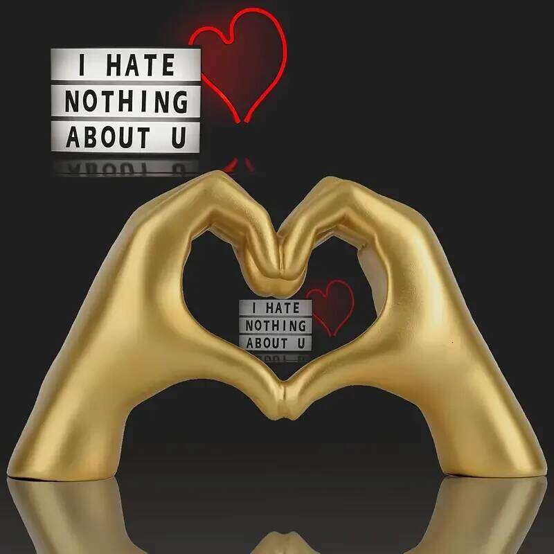 Heart Statue Resin Abstract Hand Love Figurines Bedroom Home Desktop Wedding Decoration Anniversary Gift for Wife S260204