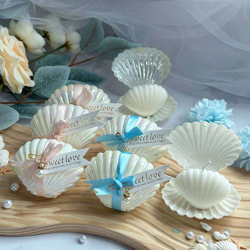 10pcs/20pcs Shell Pearl Set Freesia Scented Candle Bridal Shower Wedding Favors for Guests Party Holiday Home Decor S260204