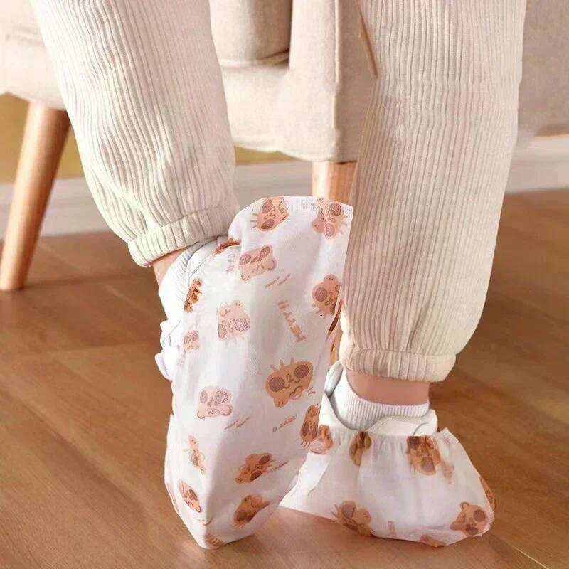 50/100pcs Cartoon Printed Non-Woven Thickened Disposable Indoor Dustproof Anti-Slip Guest No-Remove Shoe Foot Covers S260204