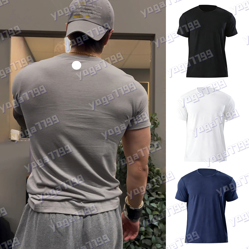 Mens Yoga Tops Relaxed Fit Crew Neck Short Sleeve Fitness T-Shirt Sports Quick Dry Shirt Solid Color Premium Texture Shirt Stretch Sportswear Breathable Clothes