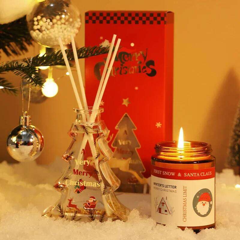 Christmas Scented in Glass Aromatic Xmas Candles Guest Gift Candle Jar Freesia Ebony Scent S260204