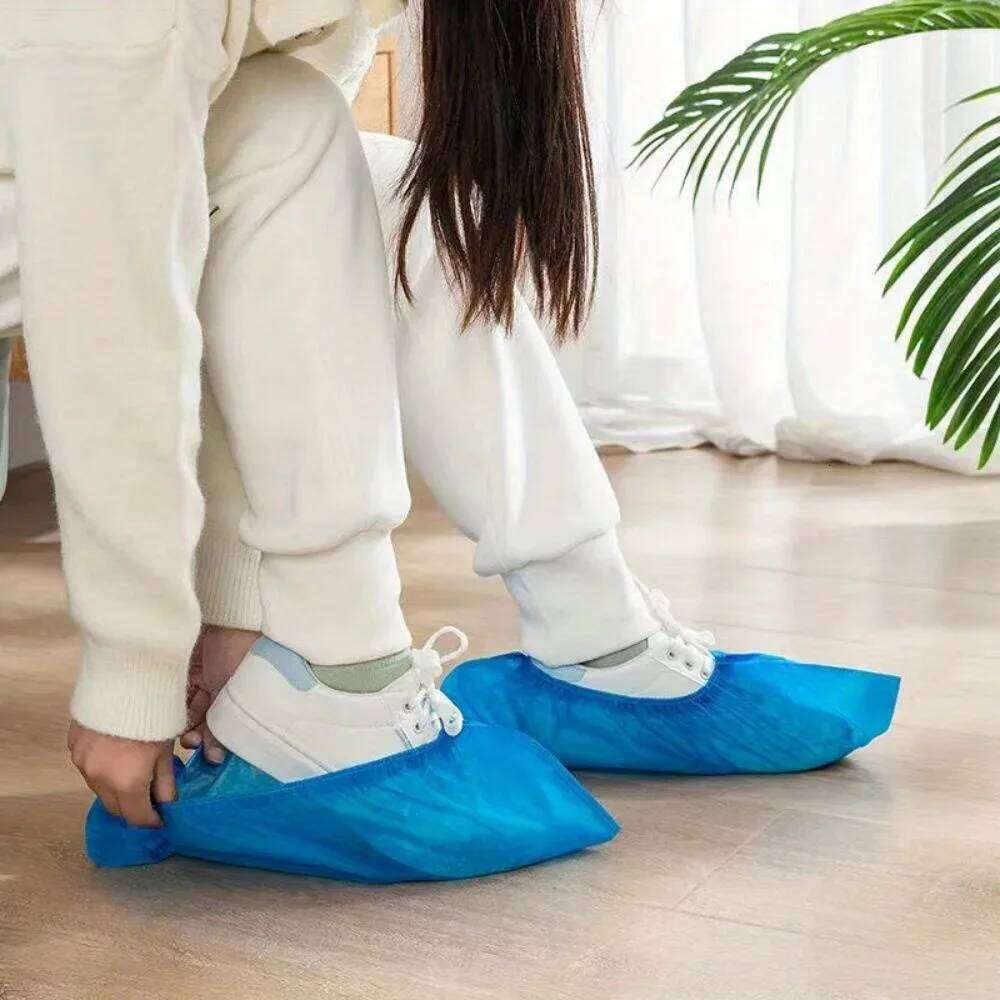 100PCS Reusable Dustproof Shoe Covers Slip Disposable Foot Protectors for Household Students Adults Events Non woven Fabric S260204
