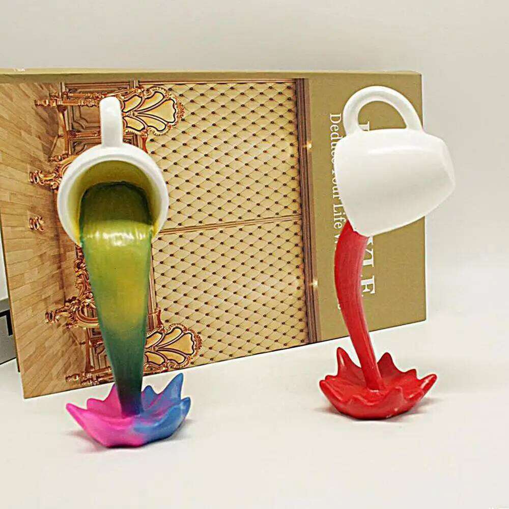 Mug Statue Festive Home Decoration Ornament 3D Effect Floating Coffee Cup Resin Art Sculpture for Car S260204