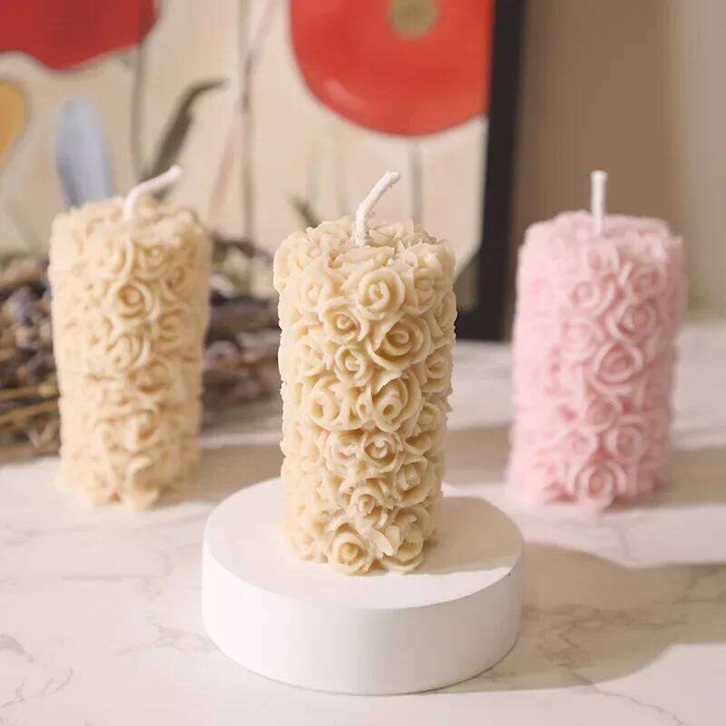 Rose Column Scented Sculpted Shape Fragrance Aromatherapy Candle Smokeless Candlestick Decoration Birthday Gift Aromatic S260204