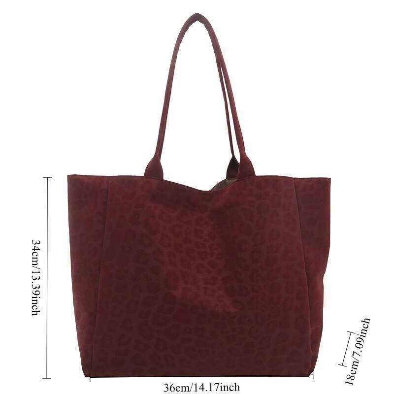 Leopard Print Vintage Suede Top Handle Texture Simple Shoulder Bag Large Capacity Women Casual Tote Versatile Storage Bags Y260204
