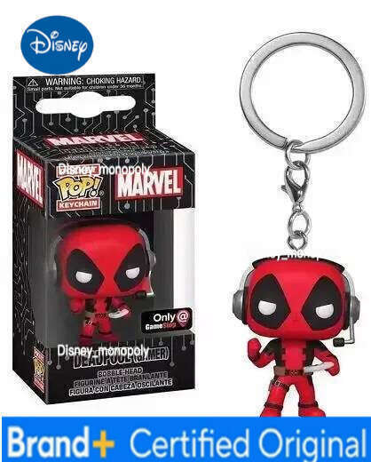 Disney Funko Marvel Studios SAFARI Deadpool Gamer Keychains Toy Bobble Head Only at Game Shop Pocket Pop Keychain Vinyl Figure Toys H260205